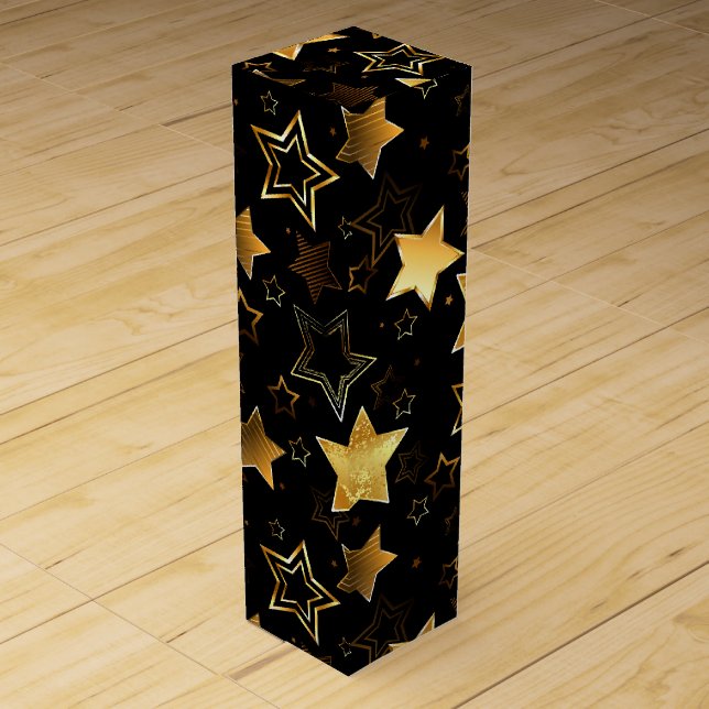Seamless pattern with Golden Stars Wine Box (Front)