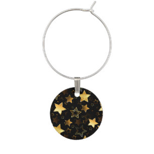 Seamless pattern with Golden Stars Wine Charm