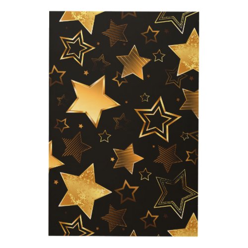 Seamless pattern with Golden Stars Wood Wall Art