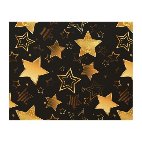 Seamless pattern with Golden Stars Wood Wall Art