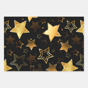 Seamless pattern with Golden Stars Wrapping Paper Sheets