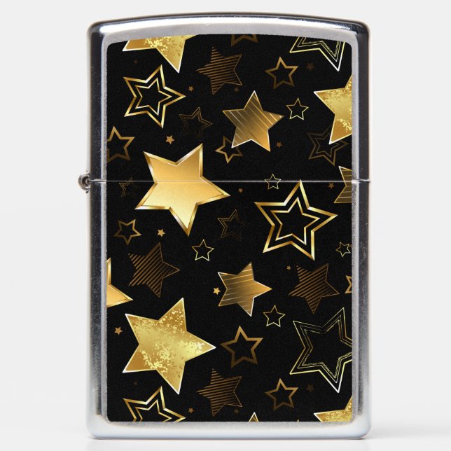 Seamless pattern with Golden Stars Zippo Lighter (Front)