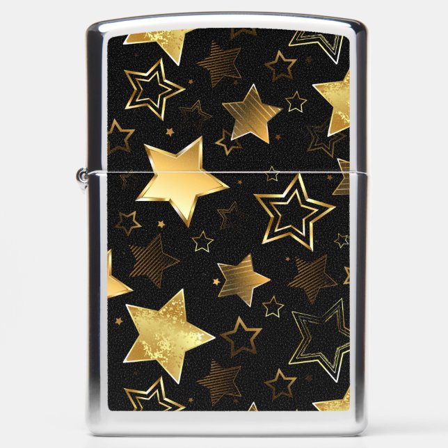 Seamless pattern with Golden Stars Zippo Lighter (Front)