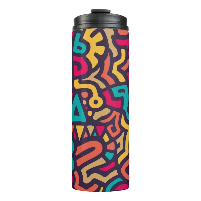 Seamless Pattern with Graffiti Curve Shapes. Mix o Thermal Tumbler (Front)