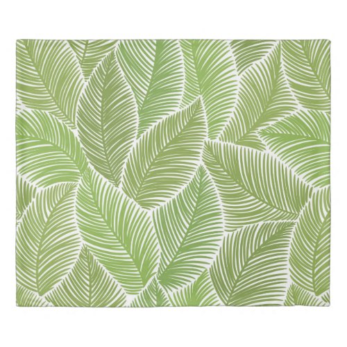 Seamless pattern with green palm leaves duvet cover