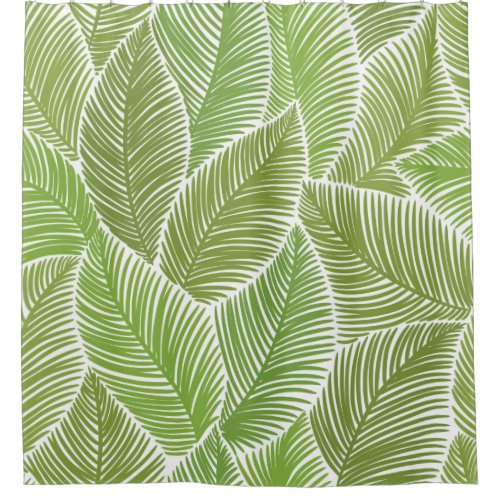 Seamless pattern with green palm leaves shower curtain