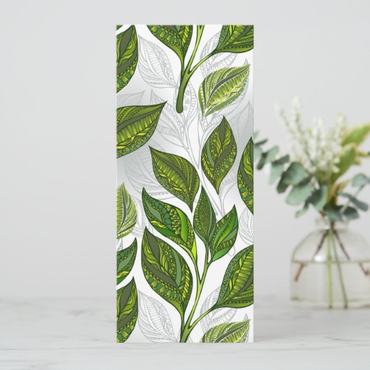 Seamless Pattern with Green Tea Leaves (Standing Front)
