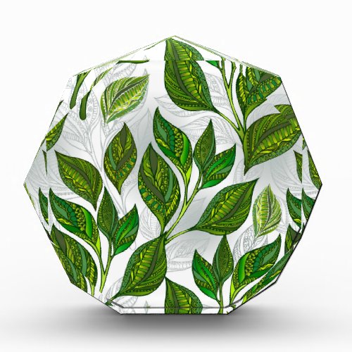 Seamless Pattern with Green Tea Leaves Acrylic Award