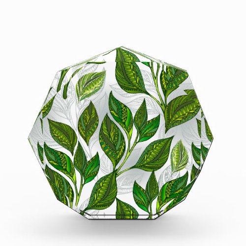 Seamless Pattern with Green Tea Leaves Acrylic Award