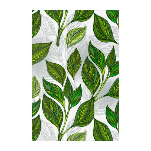 Seamless Pattern with Green Tea Leaves Acrylic Print