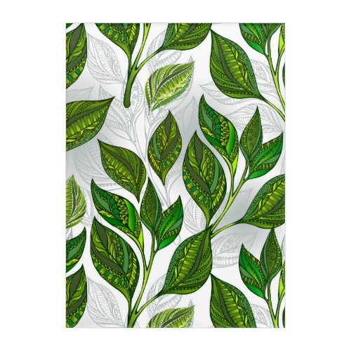 Seamless Pattern with Green Tea Leaves Acrylic Print