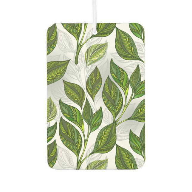 Seamless Pattern with Green Tea Leaves Air Freshener (Front)