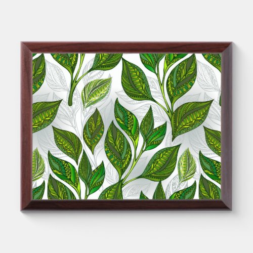 Seamless Pattern with Green Tea Leaves Award Plaque
