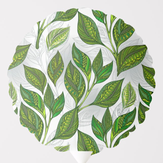 Seamless Pattern with Green Tea Leaves Balloon (Front)