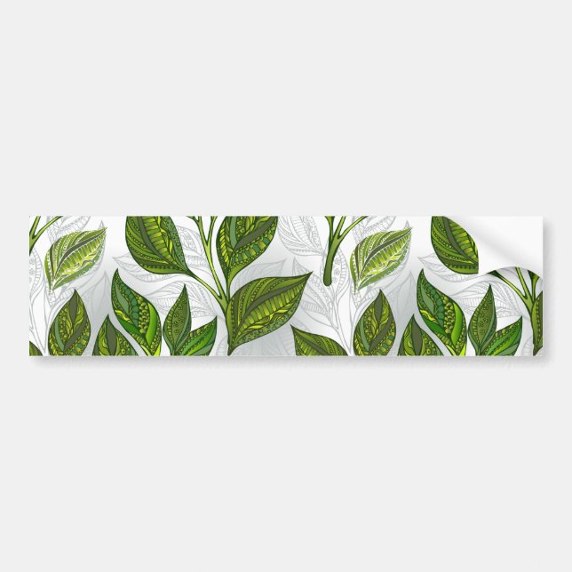 Seamless Pattern with Green Tea Leaves Bumper Sticker (Front)