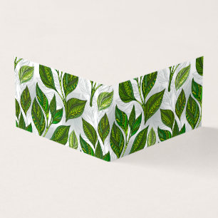 Seamless Pattern with Green Tea Leaves Business Card