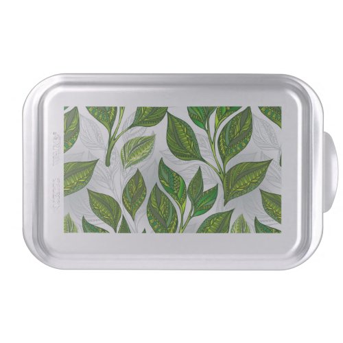 Seamless Pattern with Green Tea Leaves Cake Pan