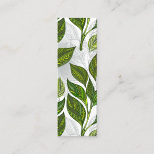 Seamless Pattern with Green Tea Leaves Calling Card