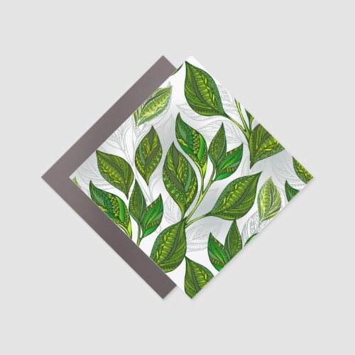 Seamless Pattern with Green Tea Leaves Car Magnet