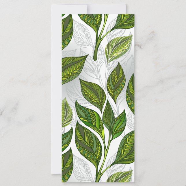 Seamless Pattern with Green Tea Leaves Card (Front)