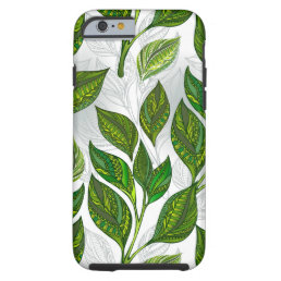 Seamless Pattern with Green Tea Leaves Tough iPhone 6 Case