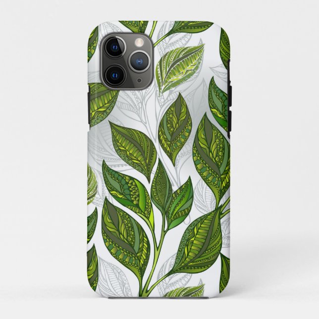 Seamless Pattern with Green Tea Leaves Case-Mate iPhone Case (Back)