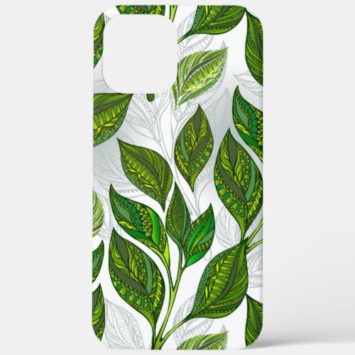 Seamless Pattern with Green Tea Leaves iPhone 12 Pro Max Case