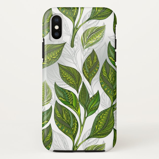 Seamless Pattern with Green Tea Leaves Case-Mate iPhone Case (Back)