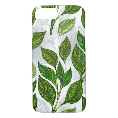 Seamless Pattern with Green Tea Leaves iPhone 87 Case