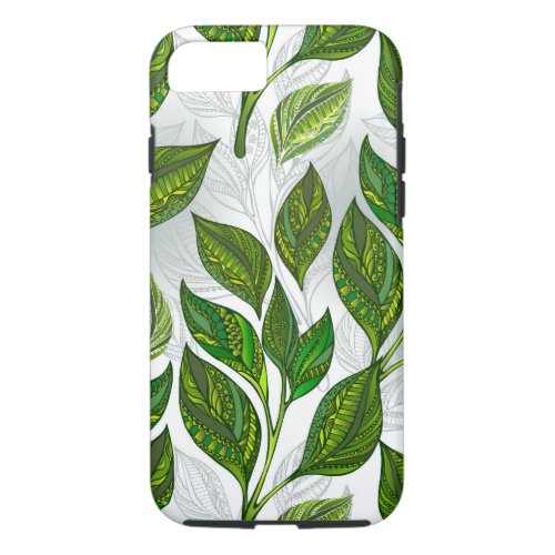 Seamless Pattern with Green Tea Leaves iPhone 87 Case