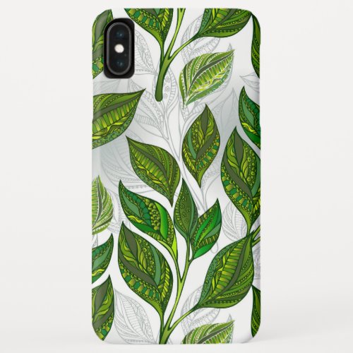 Seamless Pattern with Green Tea Leaves iPhone XS Max Case