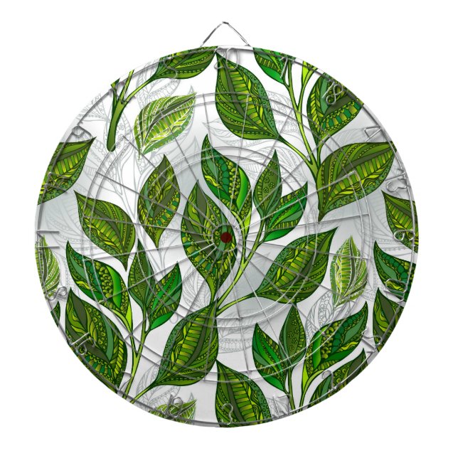 Seamless Pattern with Green Tea Leaves Dart Board (Front)