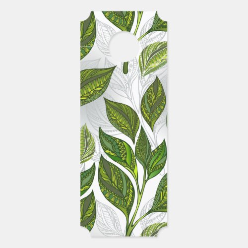 Seamless Pattern with Green Tea Leaves Door Hanger