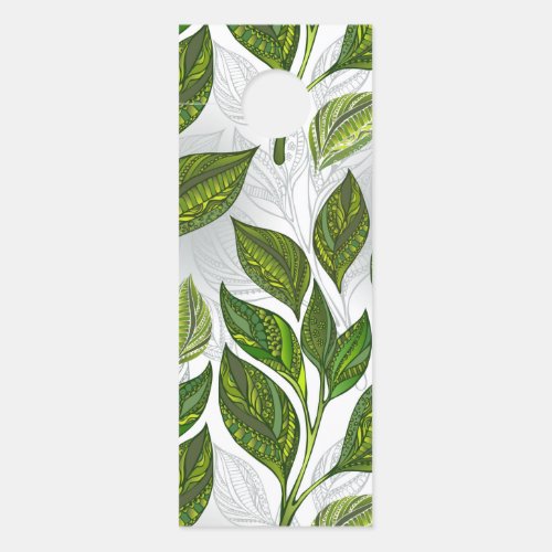 Seamless Pattern with Green Tea Leaves Door Hanger