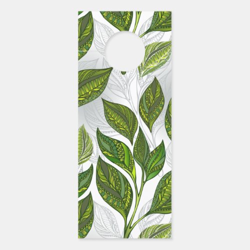 Seamless Pattern with Green Tea Leaves Door Hanger