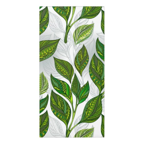 Seamless Pattern with Green Tea Leaves Door Sign