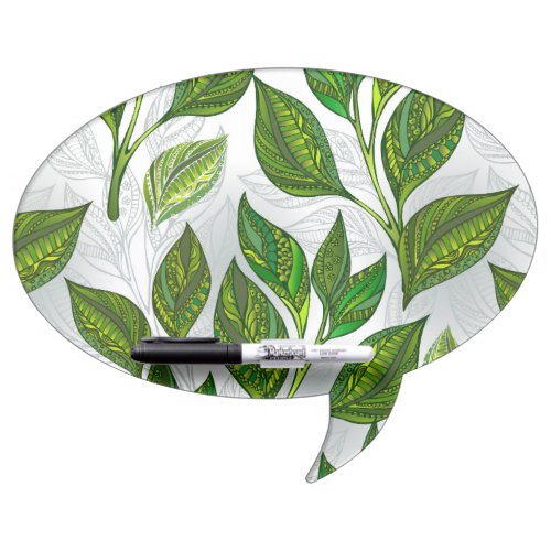 Seamless Pattern with Green Tea Leaves Dry Erase Board