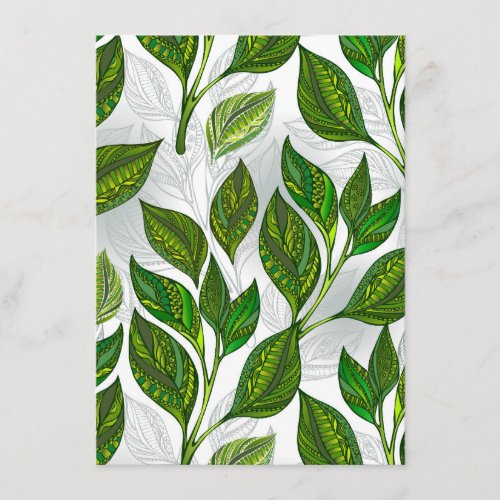 Seamless Pattern with Green Tea Leaves Enclosure Card