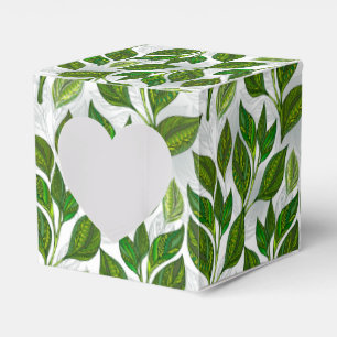 Seamless Pattern with Green Tea Leaves Favor Boxes