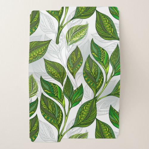 Seamless Pattern with Green Tea Leaves File Folder