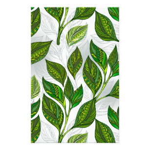 Seamless Pattern with Green Tea Leaves Flyer