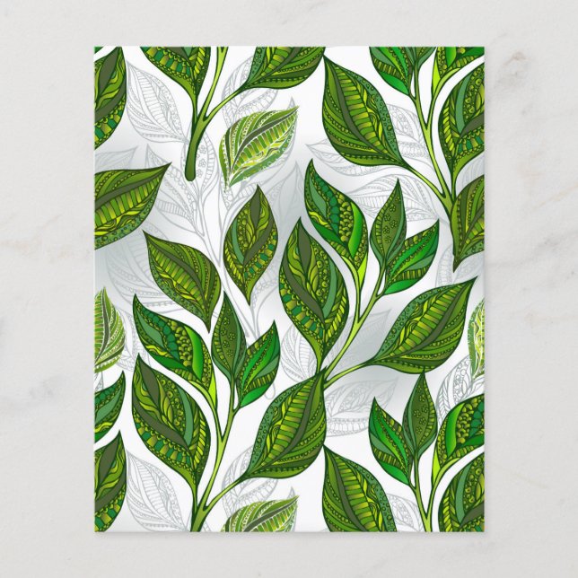 Seamless Pattern with Green Tea Leaves Flyer (Front)
