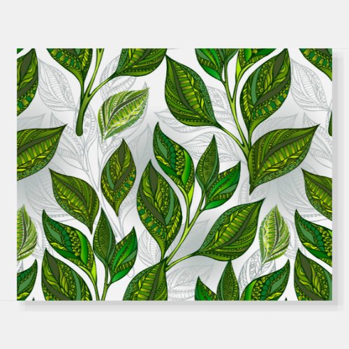 Seamless Pattern with Green Tea Leaves Foam Board