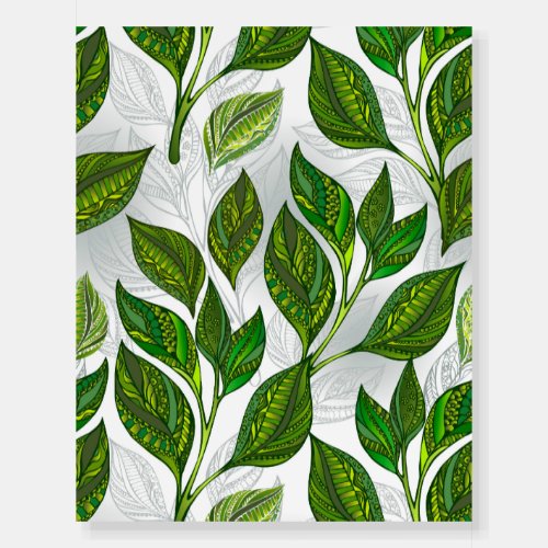 Seamless Pattern with Green Tea Leaves Foam Board