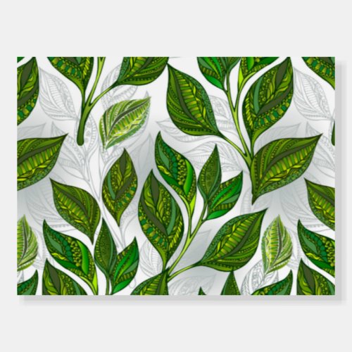 Seamless Pattern with Green Tea Leaves Foam Board