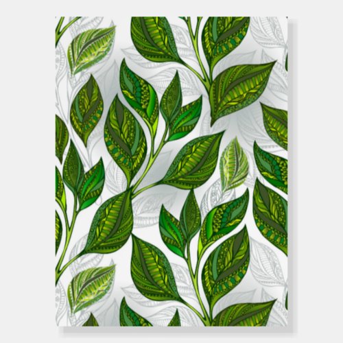 Seamless Pattern with Green Tea Leaves Foam Board