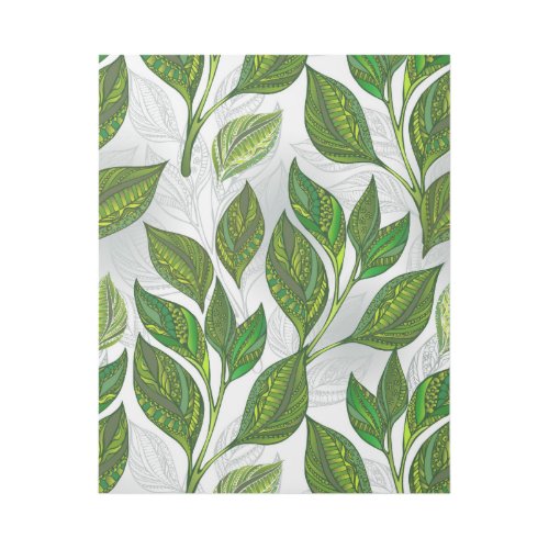 Seamless Pattern with Green Tea Leaves Gallery Wrap