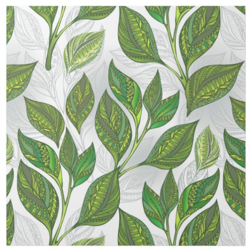 Seamless Pattern with Green Tea Leaves Gallery Wrap