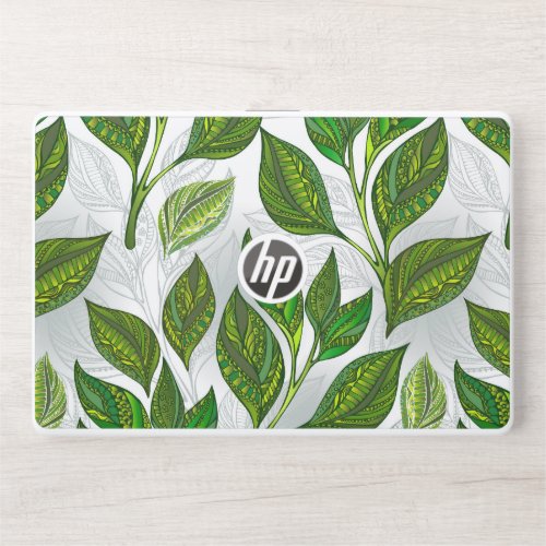 Seamless Pattern with Green Tea Leaves HP Laptop Skin