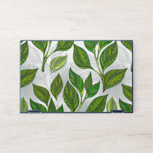 Seamless Pattern with Green Tea Leaves HP Laptop Skin